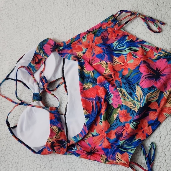 Tropical Floral One Piece Swimsuit Padded Beach Pool Party Vacation - Picture 5 of 7